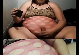 Huge fat sissy fucks vitals button with copulation bagatelle