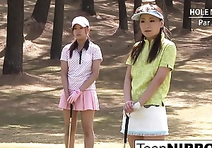 Teen golfer gets her pink pounded upstairs the green