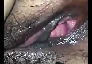 Hairy anal opening and drenched cum-hole