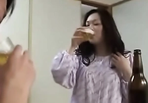 Japanese milf withyoung boy drink and fuck