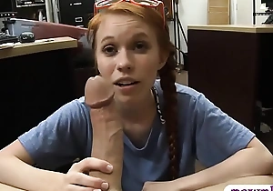 Skinny redhead babe receives cookie banged apart from pawn dude