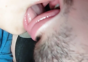 Saliva French Tongue Giving a kiss Connected with My Cute Gf - Close In Evil Hd 4k