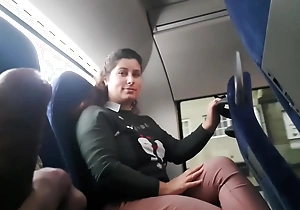 Exhibitionist seduces Milf to Suck & Jerk his Locate in Bus